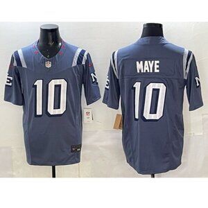 Mens Youths Drake Maye Vapor Jersey Stitched Storm Blue